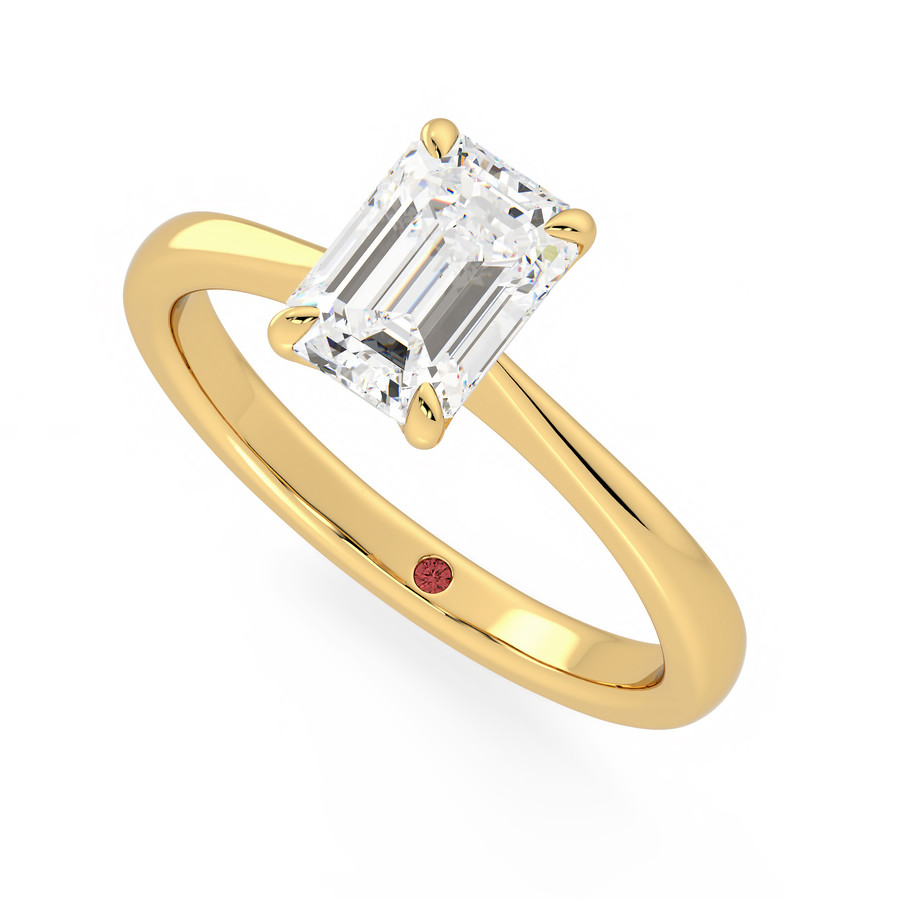 Elysium yellow gold emerald cut diamond